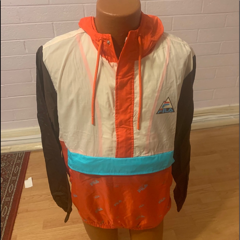 Fila Orange,White & Brown Windbreaker Medium size